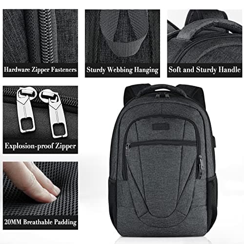 Travel Laptop Backpack, 17 Inch Extra Large School Backpacks for Teen Boys and Girls, Black Water Resistant Women Back Pack, Business Men Sturdy Computer Bag with USB Charging Port, Gifts