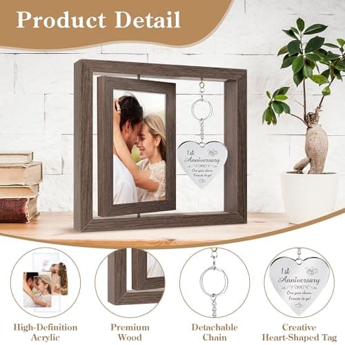 HELORAY 1 YearAnniversary Picture Frame Gifts for Couple 1 Year Anniversary Paper Gifts for Girlfriend One Year Anniversary Picture Frame for Wife Happy 1 Year Anniversary Decorations Gift for Couple B0DPFCQK5P