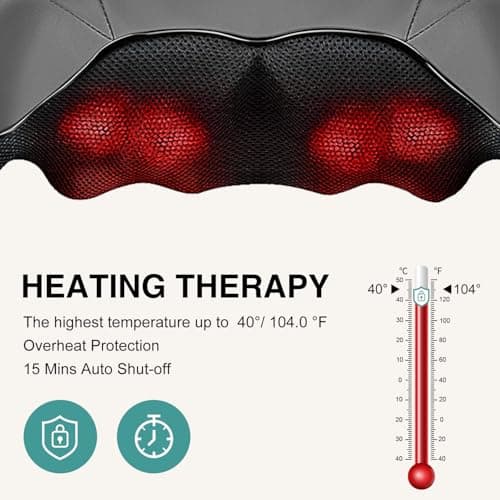 Nekteck Shiatsu Neck and Back Massager with Soothing Heat, Shoulder Massager for Pain Relief Deep Tissue, Electric 3D Kneading Massage Tools for Leg Body Muscle, Corded Power, Gifts for Him Her