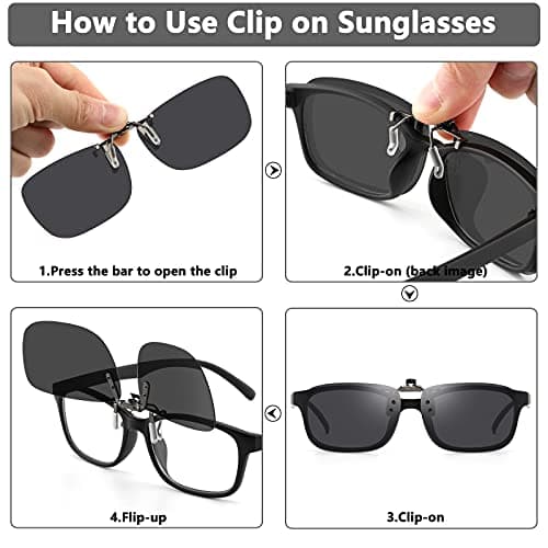 CAXMAN Polarized Clip On Sunglasses Over Prescription Glasses for Men Women UV Protection