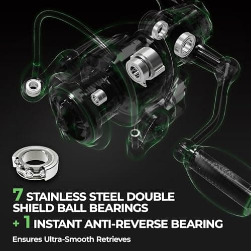 KastKing Spartacus II Spinning Reel – Sealed Carbon Fiber 22LBs Max Drag – 7+1 Stainless BB for Saltwater&Freshwater – 5.2:1 Gear Ratio – Size 500&1000 Perfect for Ice Fishing