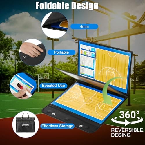 Magnetic Basketball Coaching Board – Portable Dry Erase Whiteboard with Fence Clip, Magnets & Carry Bag, Foldable Basketball Clipboard for Coaches, Ideal Coach Gift