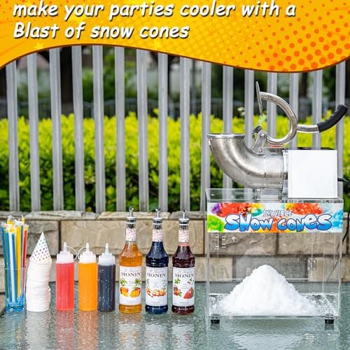 VNN 48L Snow Cone Machine, 500LB/H Commercial Shaved Ice Machine, 300W Electric Ice Shaver Machine, Suitable for Party Activities, Family Gatherings, Events