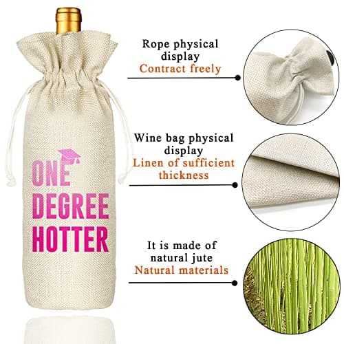 Graduation One Degree Hotter,Funny Cute Wine Bag Gift,College Graduation Gift for Him Her Grad Masters Congrats Cap-Linen Drawstring Wine Bags(5SW113) B0BPC5W9VV