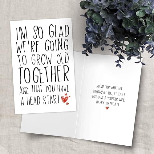 Funny Birthday Card for Husband from Wife, Grow Old Together Humor Birthday Card Gift for Older Husband, Sarcastic Happy Bday Cards for Him Men Husband Hubby B0H146F7BP