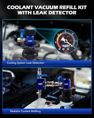 Orion Motor Tech Coolant Vacuum Refill Kit, Cooling System Vacuum Fill Tool with Leak Detector 5 Round Adapters 1 Conical Adapter, Radiator Coolant Fill Kit with Dual-Movement Gauge for Vacuum Leak