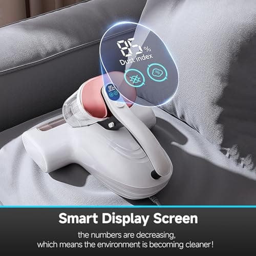 uwant Mattress Vacuum 450W 16Kpa 36000RPM/MIN Bed Vacuum with 149℉ Heating &Ultrasonic, Dual Dust Cup, Smart Display Screen Mattress Vacuums for Skin Health