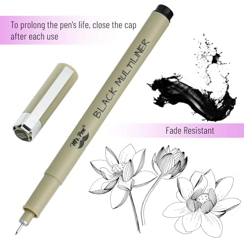 Mr. Pen - Art Pens, Multiliners, Fineliner Ink Pens, Set of 8 Technical Drawing pen, Pigment Pen, Fine Point, Black, Waterproof, for Art Watercolor, Sketching, Micro Drawing, for Bible Journaling