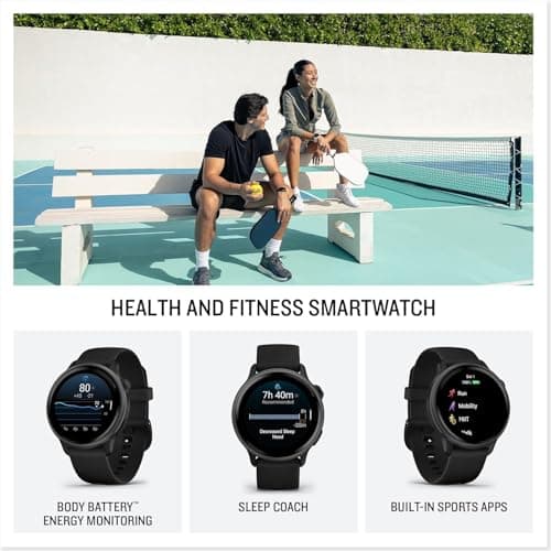 Garmin vivoactive 6 GPS Smartwatch with AMOLED Display, Slate | Advanced Health and Fitness Features, Up to 11 Day Battery, Energy Monitoring, Sleep Coach | with Signature Series Power Bundle