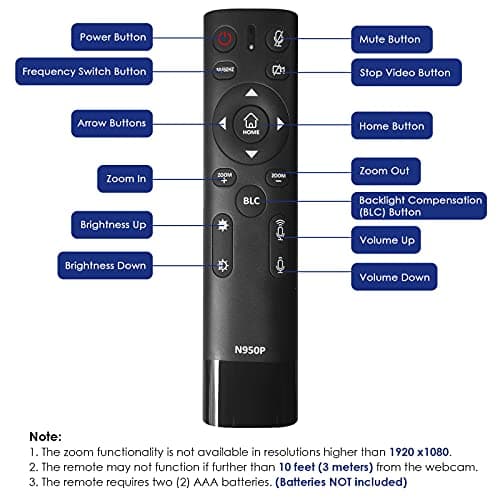 NexiGo Zoom Certified, N950P (Gen 2) 4K Zoomable Webcam, RF Remote, Sony_Starvis Sensor, 5X Digital Zoom, Pro Web Camera with Dual Stereo Mics