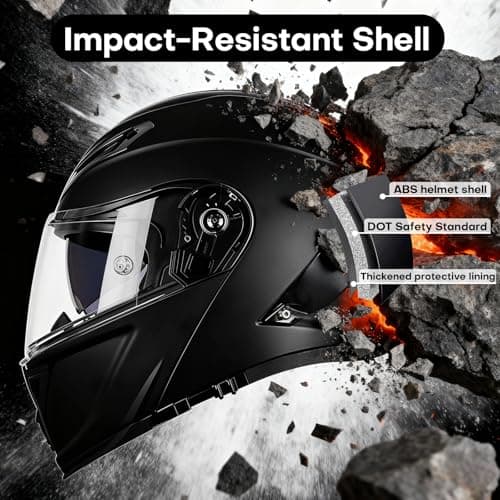 Motorcycle Helmet Bluetooth, DOT Approved Modular Motorcycle Helmets with Dual Visor, Flip Up Full Face Helmet for Adults Men Women