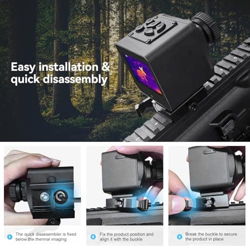 Thermal Imaging Night Vision Scope for Hunting – 320 * 240 Resolution Infrared Thermal Scope with Crosshair & Red Laser Aiming, Waterproof, 3X Zoom, Long Battery Life, Fits 21mm Rail
