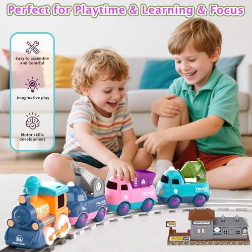 Train Set for Toddler Toys,Electric Train Toy for 3-5 Year Old Boy Gifts, Christmas Trains Set for Kids Ages 4-8 with Music, Light,Tracks,Kid Toys for 4 5 6 Year Old Boy Girl Christmas Birthday Gifts