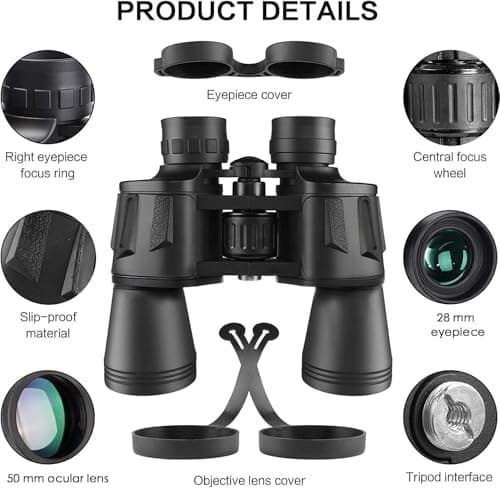 20x50 Binoculars for Adults, HD High Powered Professional Binoculars for Bird Watching Travel Stargazing Concerts Outdoor Sports-BAK4 Prism FMC Lens,Waterproof