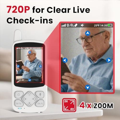 CallToU 2-Way Talk Baby Monitors for Elderly with Call Button Room Monitors for Elderly Monitor with Camera and Audio Night Vision Video Monitor for Elderly Seniors Dementia Patients No WiFi