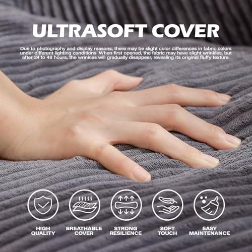 Bean Bag Chair, Cozy Fluffy Beanbag Chairs with Filler for Teens and Kids, Floor Lazy Sofa for Living Room Gaming & Reading (M-Charcoal)