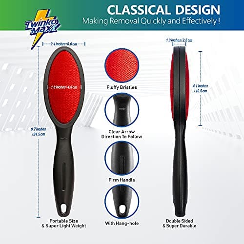 Twinko Max Lint Brush, Lint Remover, Pet Hair Remover, Clothes Brush, Magic Lint Remover Brush, Sheet and Carpet Cleaning Brush, 2-Sided and Reusable, No Need Lint Roller Refill.