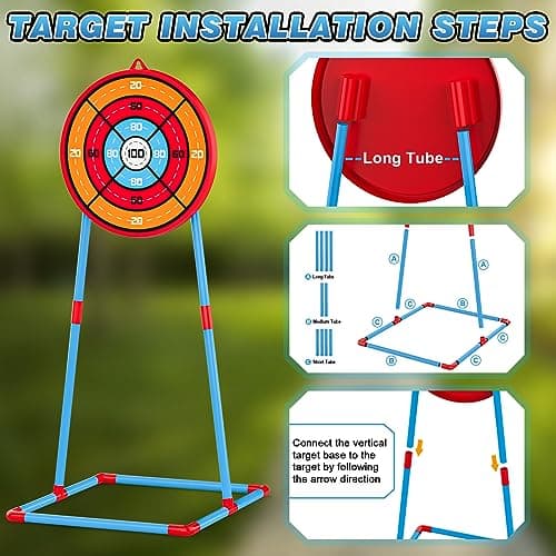 2 Pack of Kids Bow and Arrow Set, Light Up Archery Toy Set with 14 Suction Cup Arrows & Standing Target, Perfect Kids Indoor and Outdoor Toys for 4 5 6 7 8 9 10 Year Girls Boys Birthday Gifts Ideas