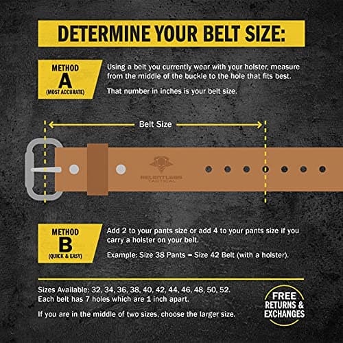 Relentless Tactical The Ultimate Leather Gun Belt | Made in USA | Concealed Carry EDC Belt for Men