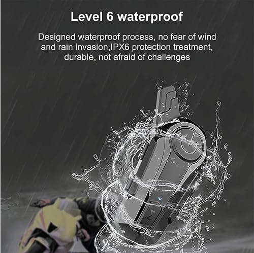 Motorcycle Bluetooth Headset Wireless Helmet 2-Way 400M Intercom Headphone with CVC Noise Cancellation Stereo Music IPX6 Waterproof for Half/Open Face Helmet 2 Pack