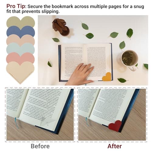 Yuoyar 30 Packs Leather Heart Bookmarks for Book Lovers, Cute Gifts (Solid Color) B0F53KXKCS