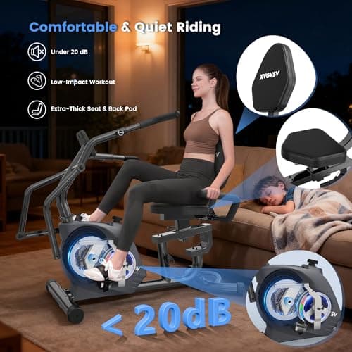 Recumbent Exercise Bike, Recumbent Stationary Bike for Home, Recumbent Bike with 400LB Weight Capacity Whisper-Quiet 16 Levels Magnetic Resistance Heart Rate and Multi-Function LCD Comfortable Seat