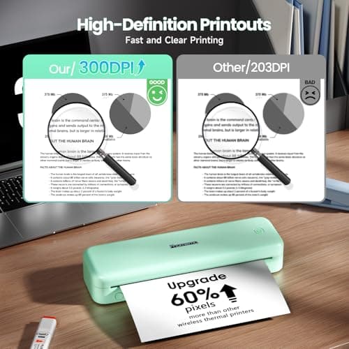 Phomemo Portable Printers Wireless for Travel Upgraded, M834 Bluetooth Label Printers 8.5" x 11"& A4 Size,Desktop Label Printers with Carry Case for Travel,Office,School,Car,Home,Light Green