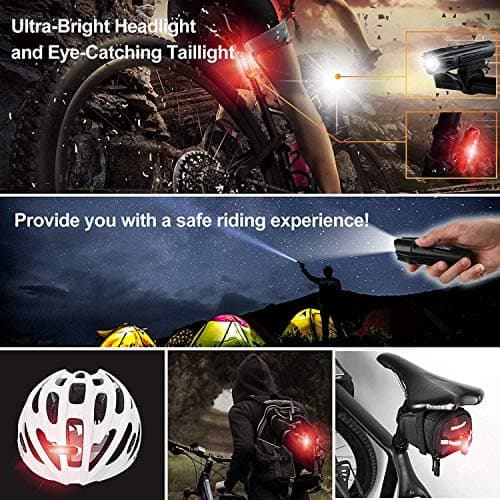 Ascher Ultra Bright USB Rechargeable Bike Light Set, Powerful Bicycle Front Headlight and Back Taillight, 4 Light Modes, Easy to Install for Men Women Kids Road Mountain Cycling B07FC9NRRR