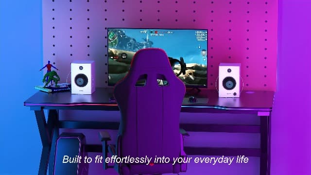 OHAYO 60W Computer Speakers for Music and Gaming, Active Bluetooth 5.3, Stereo 2.0 Speakers for Desktop PC or Laptop, 3.5mm Aux RCA USB Input, 1 Pair, Black