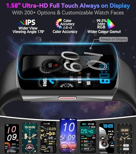 Smart Watch Fitness Tracker with 24/7 Heart Rate, Blood Oxygen Blood Pressure Monitor Sleep Tracker 120 Sports Modes Activity Trackers Step Calorie Counter IP68 Waterproof for Andriod iPhone Women Men