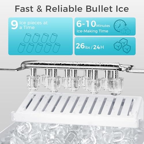 OSTBA Water Dispenser with Ice Maker for 3 & 5 Gallon Bottles, Top Loading Water Cooler with Hot Cold & Room Temperature Water, Bullet Ice Maker, Child Safety Lock for Home Office