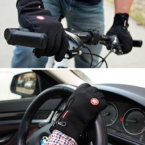 Ytuomzi Winter Gloves Touch Screen Warm Gloves Cold Weather Windproof Cycling Driving Riding Bike Telefingers Thermal Gloves Non-Slip Silicone Gel Adjustable Full Finger Mittens