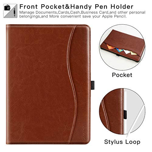 ZtotopCases for iPad Pro 12.9 6th/5th/4th/3rd Generation Case 2022/2021/2020/2018, Premium PU Leather Folio Cover, Auto Wake/Sleep, Multi Viewing Angles, Supports Pencil Pro and Touch ID, Brown