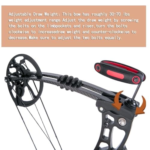 Compound Bow and Arrow Set, 30-70 Lbs Draw Weight, 23.5"-31" Draw Length, Right Handed Bow for Adult, 320 Fps Hunting & Target Bow with Accessories