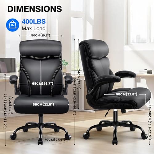AreShark Office Chair - Executive High Back Breathable Comfy Desk Chair with Lumbar Support - Ergonomic Leather Rolling Swivel Computer Chair with Rock Function for Working Studying Gaming Relaxing