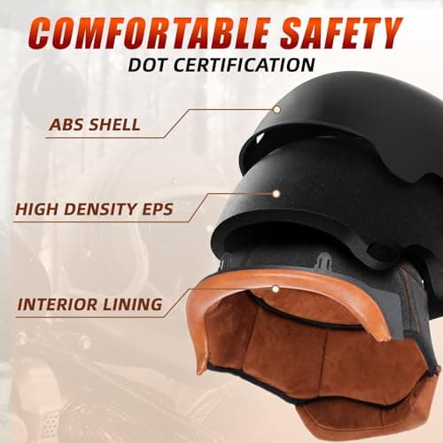 TRIANGLE 3/4 Motorcycle Helmet,Retro Open Face Adults Helmets with Visor,Half Face Moped Helmet for Men & Women,DOT Approved Helmets for Cruiser Scooter(L)