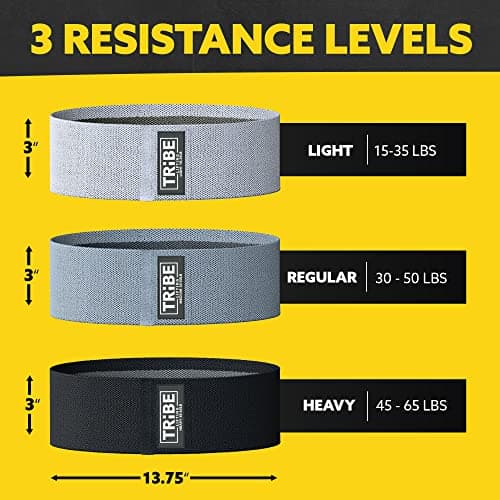 Tribe Lifting Fabric Resistance Bands for Legs - Workout Bands Resistance Bands for Men and Women - Booty Bands for Working Out - Exercise Bands Resistance Bands Set - Elastic Bands for Exercise