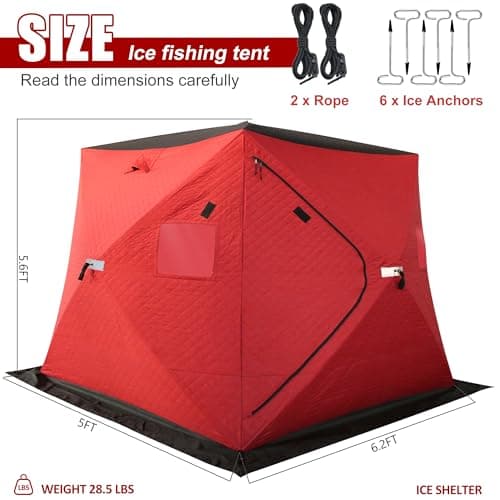 ShedOFF 300D/600D Insulated Ice Fishing Shelter 2-3 Person, Wide Bottom Windproof Pop-up Ice Fishing Tent, Thermal Portable Ice Shanty Ice Shack