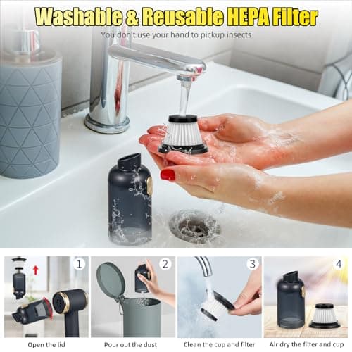 ZLieatmp Bug Vacuum Catcher,12000Pa Handheld Car Vacuum Cleaner,Suction/Blow/Charge/Extract/4-In-1 Portable Cordless Vacuum Cleaner,30-Minute Run Time Suitable for Home,Indoor and Outdoor Cleaning