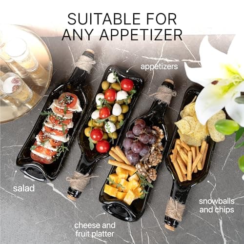 Melted Wine Bottle Serving Boards; Decorative Rectangle Serving Trays for Home Decor; Small Cheese Platter Serving Board; Unique Cheese and Cracker Tray for Dinner Party