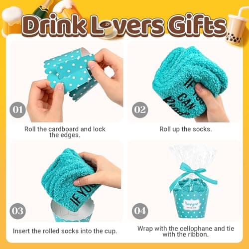 HAPPYPOP Funny Gifts for Women Men - Boba Tea Taco Gifts for Her, Bourbon Coffee Socks