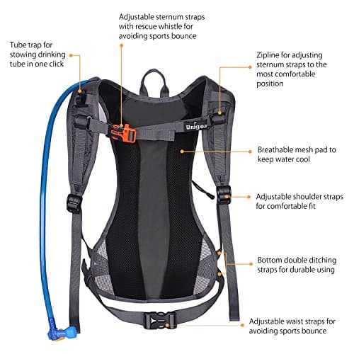 Unigear Hydration Pack Backpack with 70 oz 2L Water Bladder for Running, Hiking, Cycling, Climbing, Camping, Biking