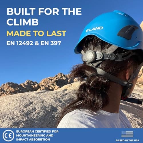 Land Helmets ClimbPro Helmet EN 12492 Vented for Rock Climbing – Durable, Lightweight Shell, Adjustable Chin Strap, Perfect for Outdoor Adventure with Universal Accessory Slots