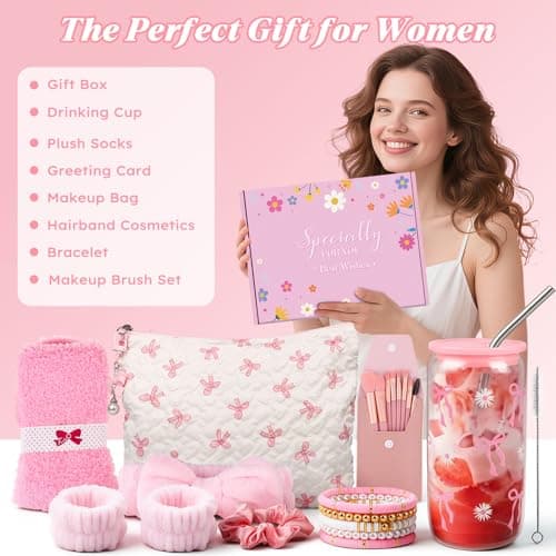 TUZELIYA Exquisite Birthday Gifts for Girls Teens - Best Birthday Presents for Her - Pink Unique Gift Baskets for Women - Back to School Gifts for Best Friends Girlfriend Daughter Mom Sister Coworker B0FMRHHVX6