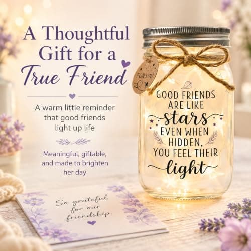 Thanksgiving & Christmas Gift for Women, Best Friend Gift for Women, Warm LED Keepsake for Birthdays and Farewells Friendship Gifts for Women, Best Friend Birthday Gifts Mason Jar Light B0FMD5RWXY