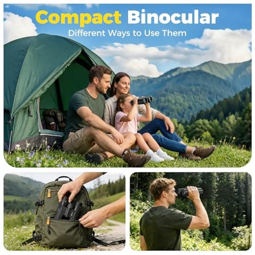 10x42 UHD Binoculars for Adults High Powered Waterproof Large View with Clear Vision & Compact Binocular Essentials for Hunting Camping Cruise Travel Bird Watching Sports