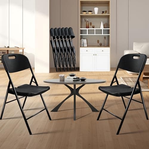 6 Pack Folding Chair, 600 lb Weight Capacity,Indoor/Outdoor Heavy Duty Foldable Chairs for Restaurants, Kitchens, Picnics, Races, Parties & Weddings. (6, Black)