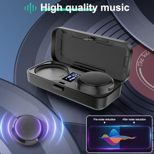 Motorcycle Bluetooth Headset with Charging Case, Helmet Bluetooth Speaker with Microphones & Remote Control, 1900mAh Battery, 50Hours Work Time, True Wireless Headsets for Riding and Skiing