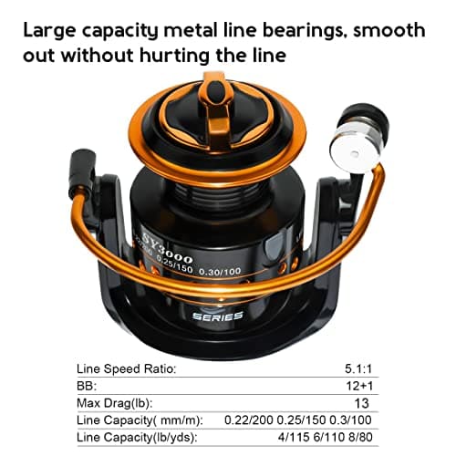 Summer and Centron Spinning Reels, 12 +1 BB Light Weight & Ultra Smooth Reel for Ice/Summer 3000/1000 Fishing Reel by QINGLER