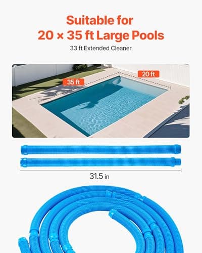 VEVOR Suction Pool Cleaner, Automatic Pool Vacuum Cleaner, Suction Side Automatic Pool Cleaner, Suction Vacuum Pool Sweeper with 12 Hoses, for In-ground Pool and Above-Ground Pool Up to 20 x 35 ft